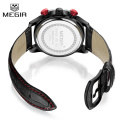 MEGIR 2078 Men's Genuine Leather Quartz Sports Watches Top Brand Luxury Military Stop Watch Waterproof Wrist Watch